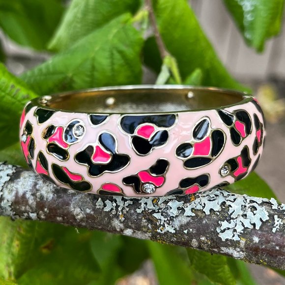 Betsey Johnson Jewelry - Betsey Johnson Pink Leopard Bangle Bracelet Hinged